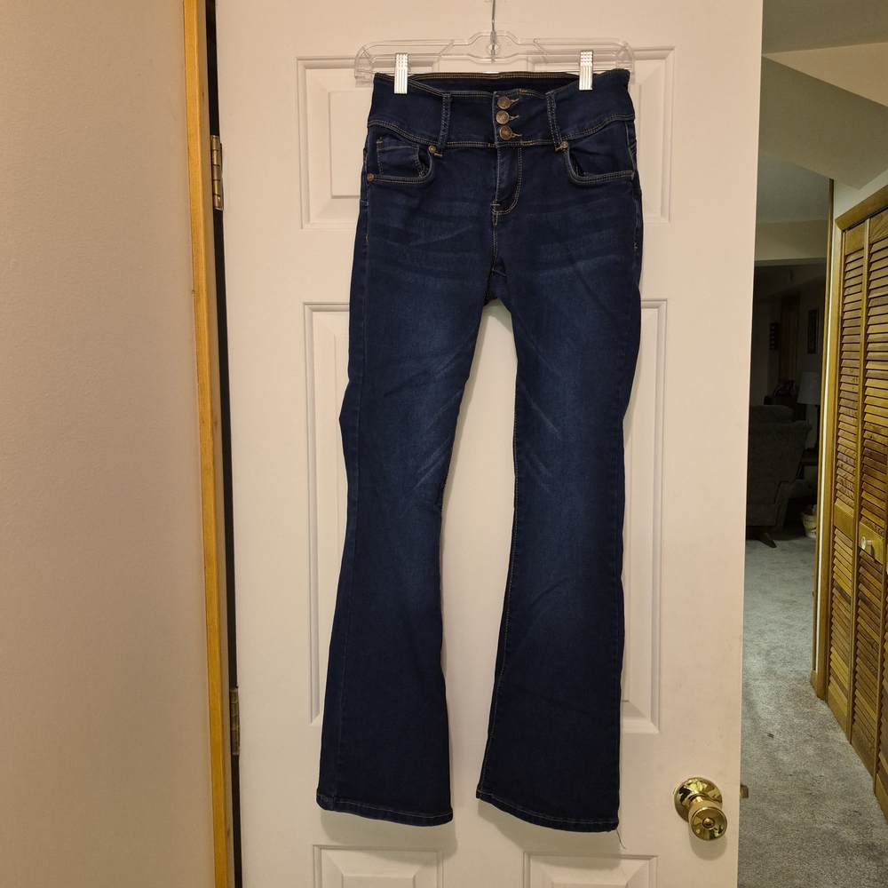 Wave Jeans Womens Size 7 Dark Wash High Rise Triple Button Flare Bootcut Jeans